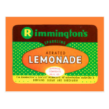 Vintage Aerated Lemonade Label Post Cards