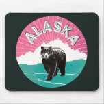 Vintage Alaska Travel Poster Bear Animal Snow mousepads