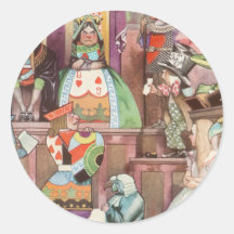 Vintage Alice in Wonderland, Queen of Hearts Round Sticker
