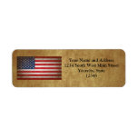 Vintage American Flag w/Custom Text Return Address Labels