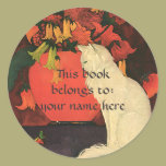 Vintage Animals, Elegant White Cat Bookplate stickers