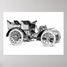 vintage antique car stamp print