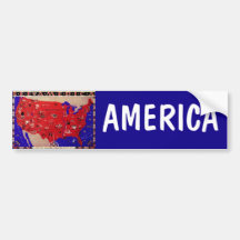 Vintage Antique Map United States of America, USA Bumper Stickers