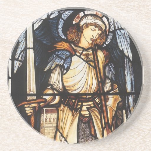 Vintage Archangel, Saint Michael by Burne Jones Beverage Coaster