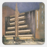 Vintage Art Deco Architecture, Building in NYC Square Stickers