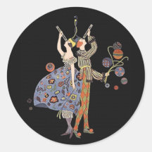 Vintage Art Deco Party Goers Stickers