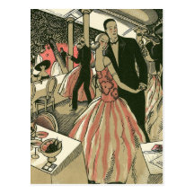 Vintage Art Deco Wedding, Newlyweds First Dance Post Cards