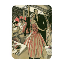 Vintage Art Deco Wedding, Newlyweds First Dance Flexible Magnets