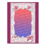 Vintage Art Nouveau Frame with Leaves & Flowers Post Cards