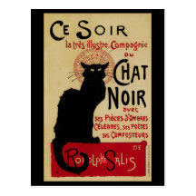 Vintage Art Nouveau Poster; Ce Soir Chat Noir Post Card