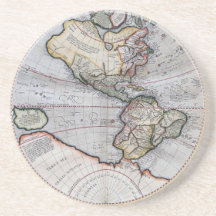 Vintage Atlas World Map Drink Coaster