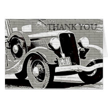 Vintage Auto Thank You Note Card