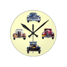 Vintage Automobiles Wall Clock