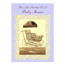 Vintage Baby Carriage ~ Baby Shower Personalised Announcements