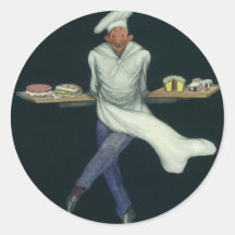 Vintage Baker with Pastries and other Desserts Stickers