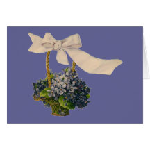Vintage Basket of Violets Cards