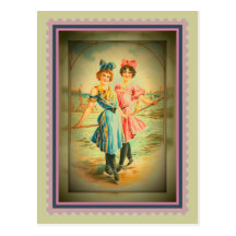 Vintage Beach Sisters Postcard