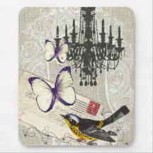 vintage Bird chandelier chic Paris Mousepads