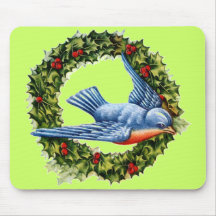 Vintage Bird Wreath Mousepad
