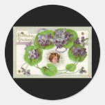 Vintage Birthday Greetings Round Sticker