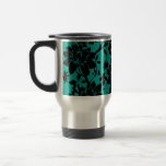 Vintage black floral design on Peacock green Mugs