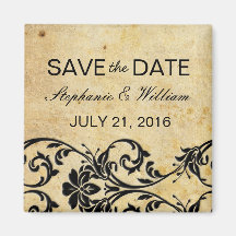 Vintage Black Lace Save The Date Magnet