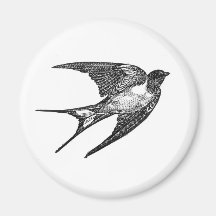 Vintage Black Swallow Design Magnets