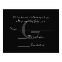 Vintage Black & White Monogram Respond Card Announcement