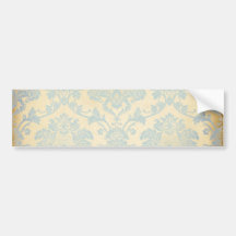 Vintage Blue Damask Bumper Sticker