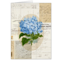 Vintage Blue Hydrangea French Card
