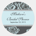 Vintage Blue Rose Bridal Shower Sticker