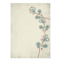 Vintage blue sakura flowers Invitation