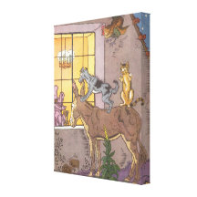 Vintage Bremen Town Musicians Fairy Tale, Hauman Stretched Canvas Prints