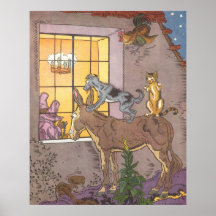 Vintage Bremen Town Musicians Fairy Tale, Hauman Print