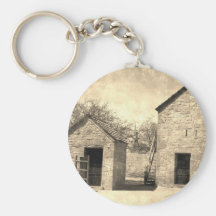 Vintage Brick Homestead Buildings Key Chains