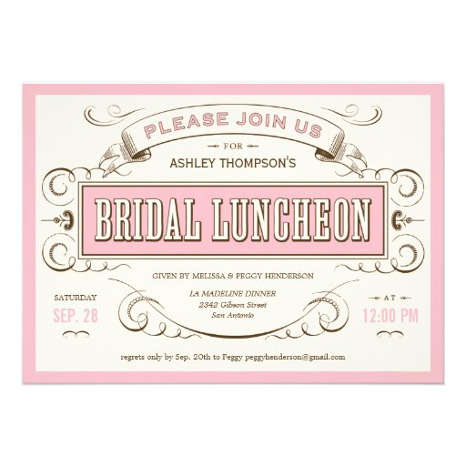 Vintage Bridesmaid Luncheon Invitations