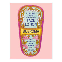 Vintage Bueroma Face Lotion Label Post Cards