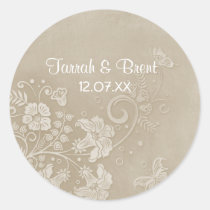 Vintage Butterfly Lace Wedding Seal - Customize stickers
