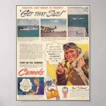 Vintage Camel Cigarette Advertising T-Zone 1944 Posters