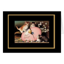 Vintage Card Cat Still Life Easter Card