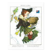 Vintage Cartoon Map of Scotland Post Card