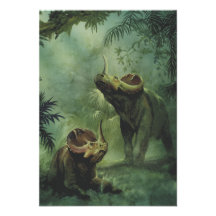 Vintage Centrosaurus Dinosaur in the Jungle Personalized Invitations