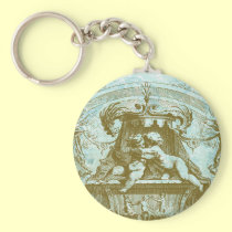 Vintage Cherub Save the Date Design keychains