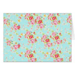 Vintage chic floral roses blue shabby rose flowers greeting cards