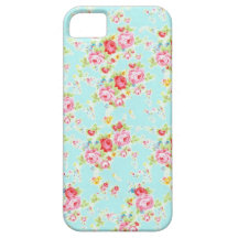 Vintage chic floral roses blue shabby rose flowers iPhone 5 case