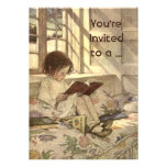 Vintage Child Reading a Book School Graduation Custom Announcements
