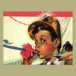 Vintage Children, Girl Noise Maker, Birthday Party invitations