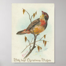 Vintage Christmas Bird Print