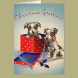 Vintage Christmas Cute Puppies Wrapped as Presents cards