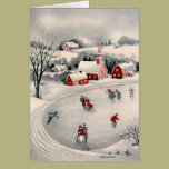 Vintage Christmas, Ice Skating Skaters Frozen Lake cards
